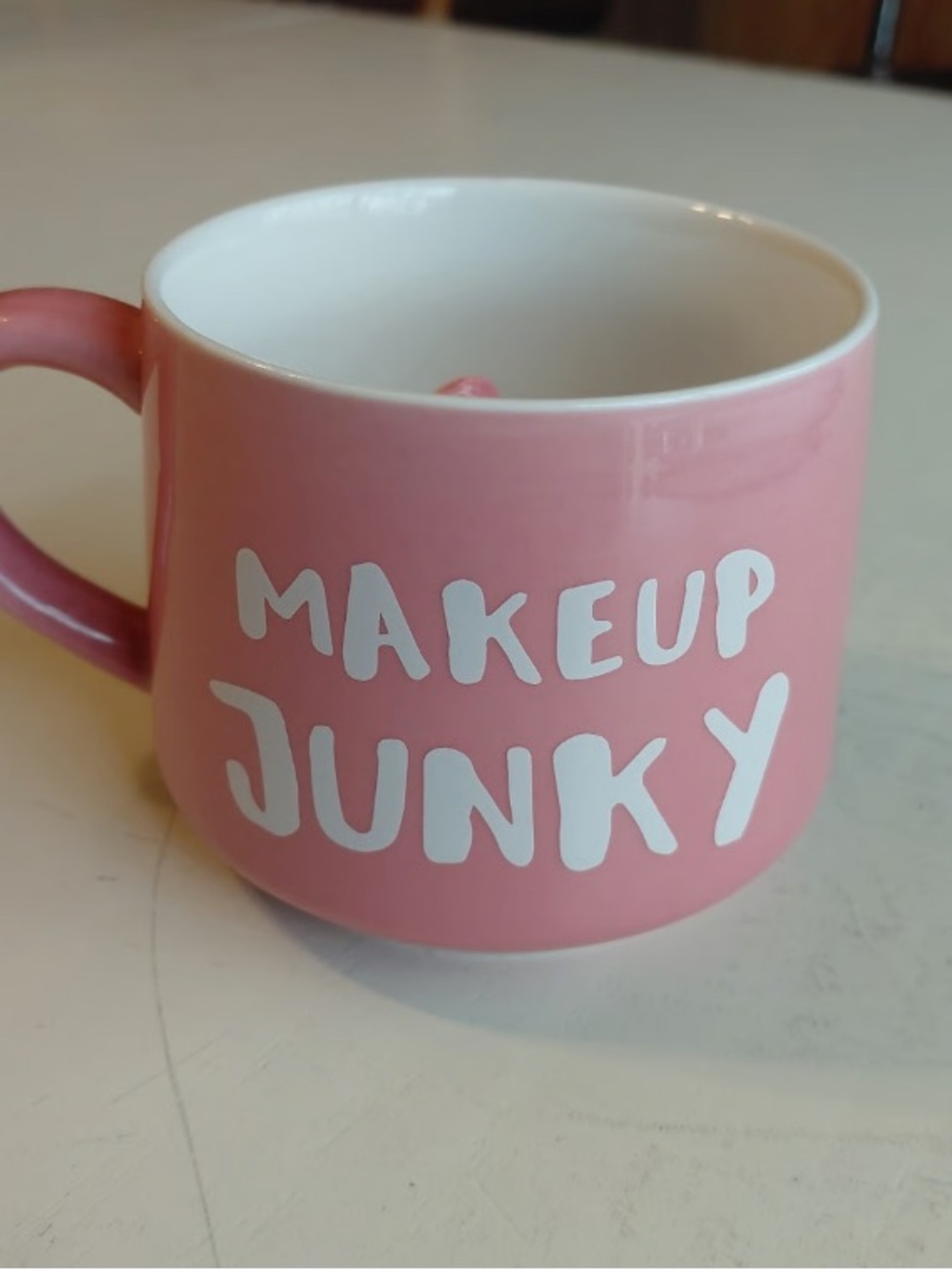 MAKEUP JUNKY Pink Ceramic Mug - Cute Pink Home Accent